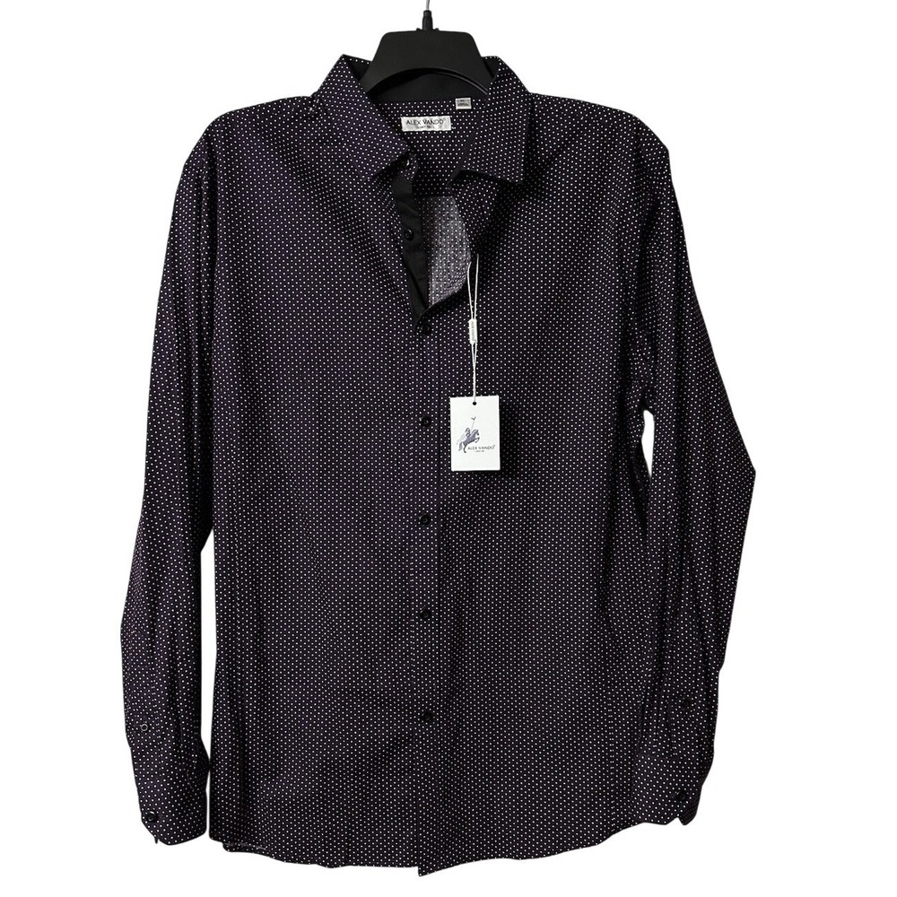 NWT Alex Vando Mens Long Sleeve Purple Button Front Cotton Shirt‎ Size XL